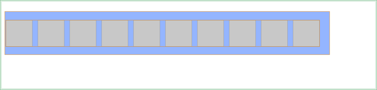 Ten plain boxes under an animated element, sharing one layer outline